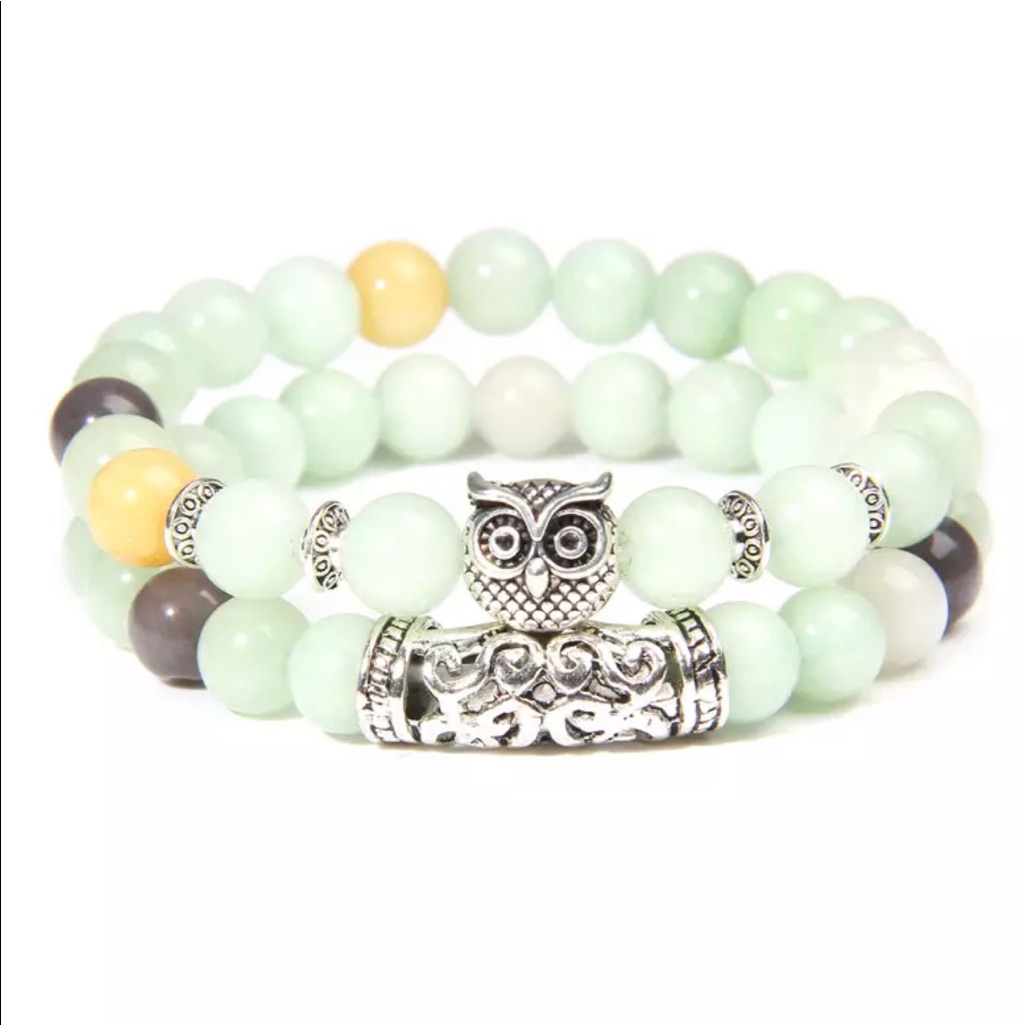New 2- Green Beaded Bracelets